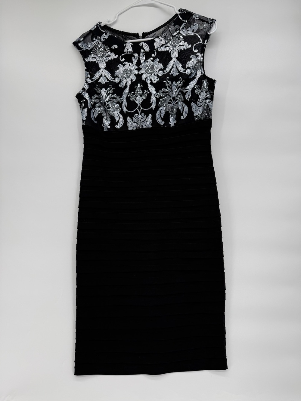 Scarlett Black Midi Dress with Silver Embellished Bodice